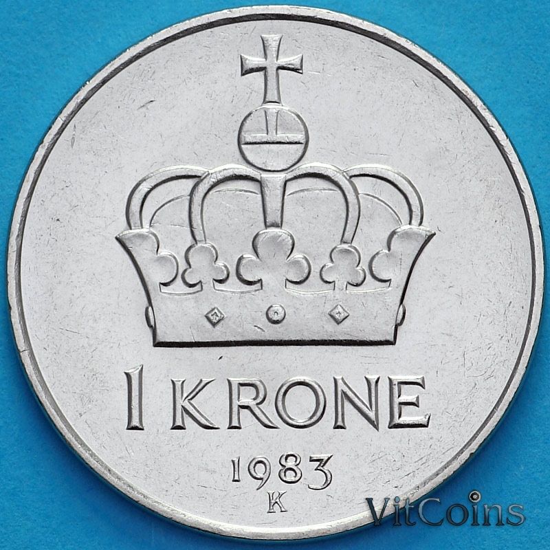 Монета Норвегия 1 крона 1983 год.
