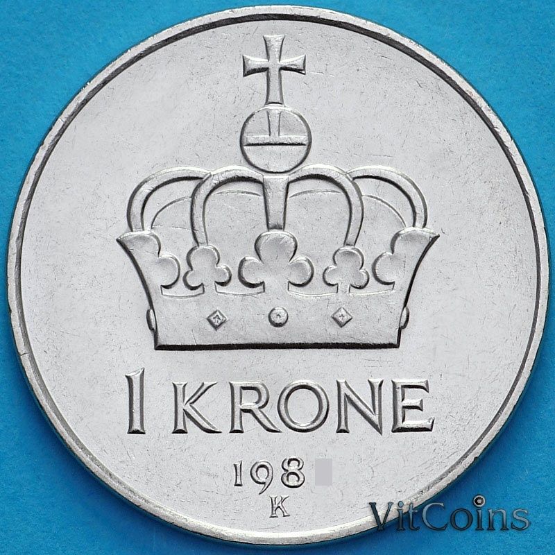 Монета Норвегия 1 крона 1982 год.