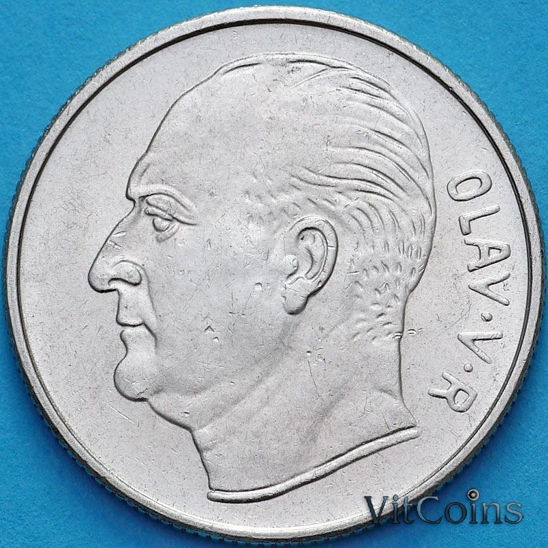 Монета Норвегия 1 крона 1972 год. Лошадь.