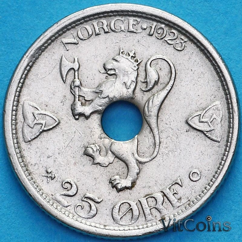 Монета Норвегия 25 эре 1923 год. №1
