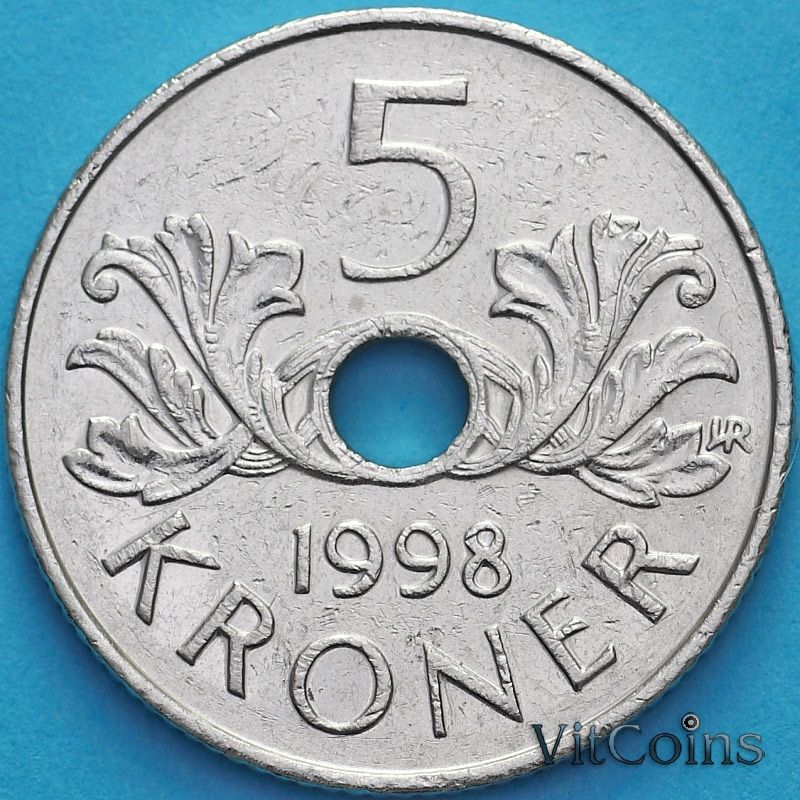 Монета Норвегия 5 крон 1998 год.