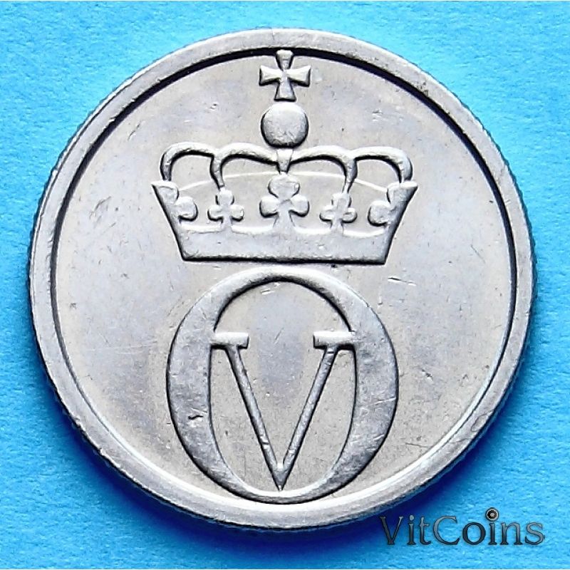 Монета Норвегии 10 эре 1960-1973 год. Пчела.