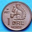 Монета Норвегии 1 эре 1972 г. Белочка