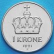 Монета Норвегии 1 крона 1991 год.