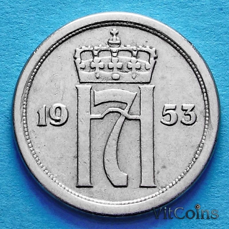 Монета Норвегия 25 эре 1953 год.