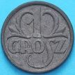 Монета Польша 1 грош 1939 год. Немецкая Оккупация