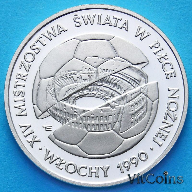 Монета Польши 500 злотых 1988 год. Чемпионат мира по футболу. Серебро