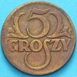 Монеты Польша 5 грошей 1923 год. 