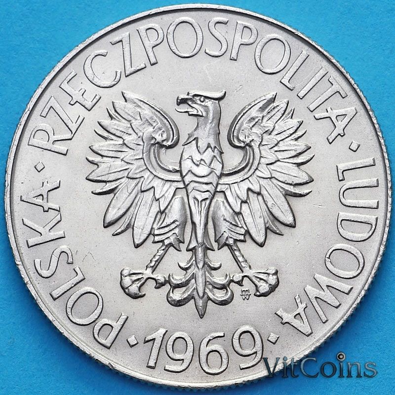 Монета Польша 10 злотых 1969 год. Тадеуш Костюшко. aUNC