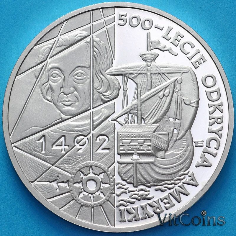 Монета Польша 200000 злотых 1992 год. 500 лет открытию Америки. Пруф