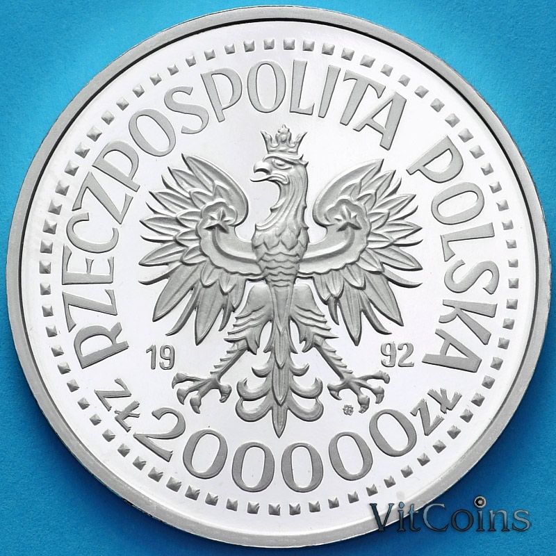 Монета Польша 200000 злотых 1992 год. 500 лет открытию Америки. Пруф