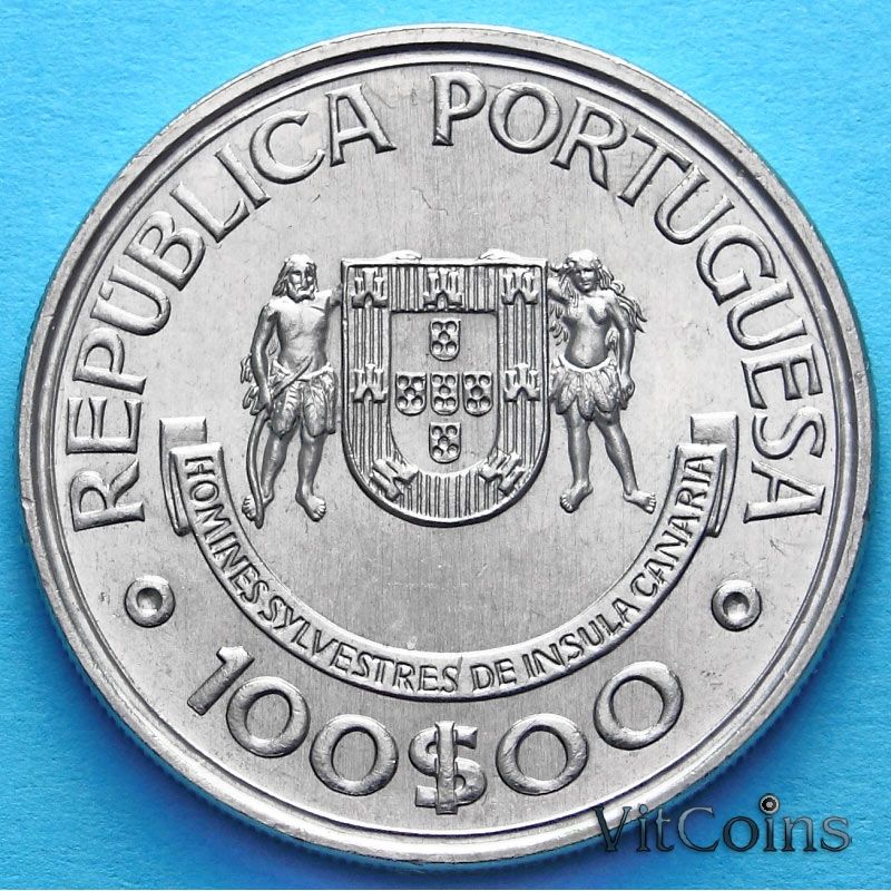 Монета Португалии 100 эскудо 1989 год. Канарские острова.