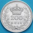Монета Португалия 200 рейс 1909 год. Серебро.