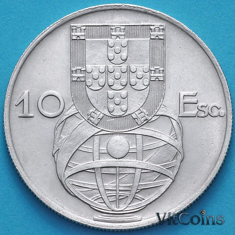 Монета Португалия 10 эскудо 1955 год. Парусник Монета Португалия 10 эскудо 1955 год. Парусник
