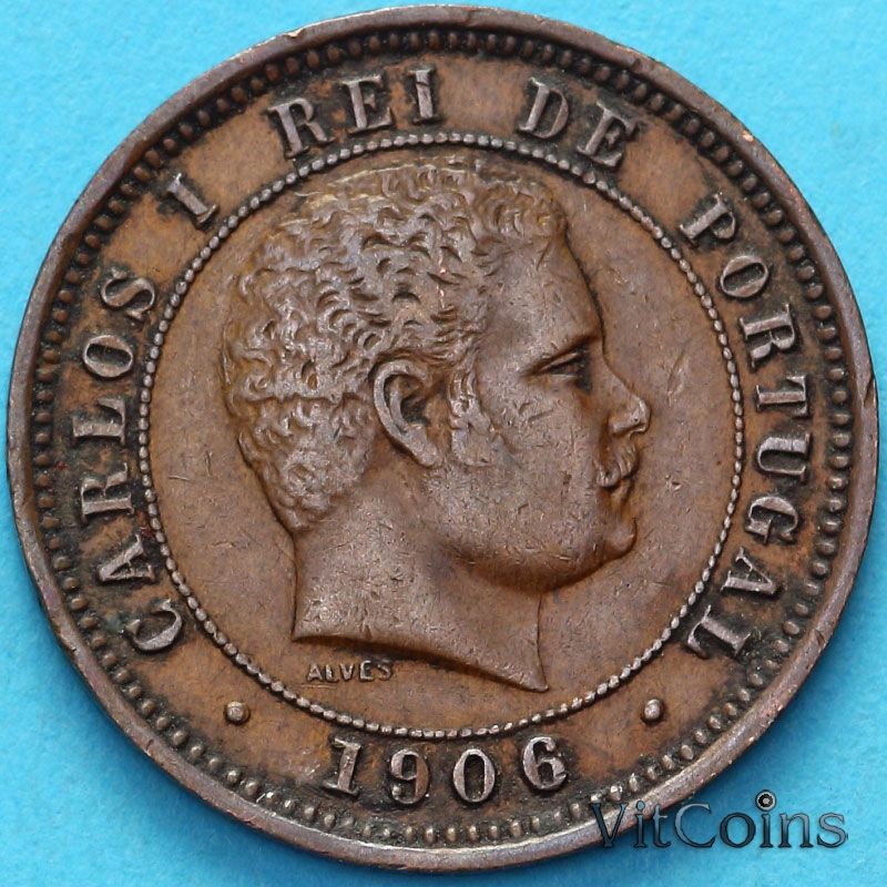 Монета Португалия 5 рейс 1906 год. №2