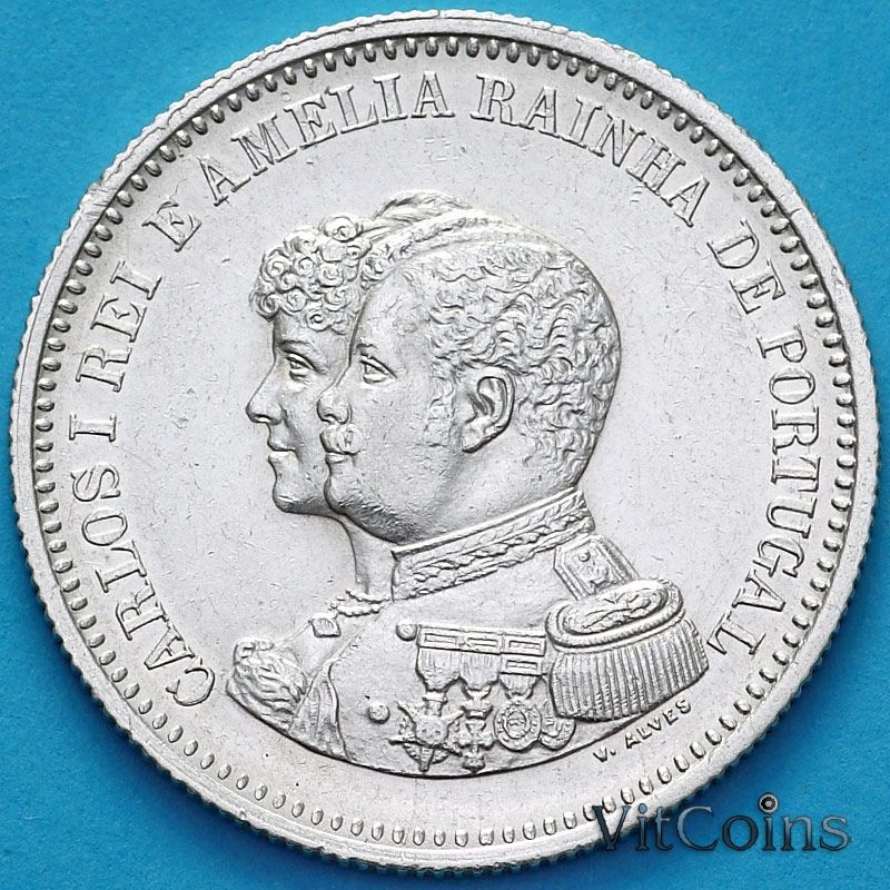 Монета Португалия 200 рейс 1898 год. 400 лет Открытию Индии. №1