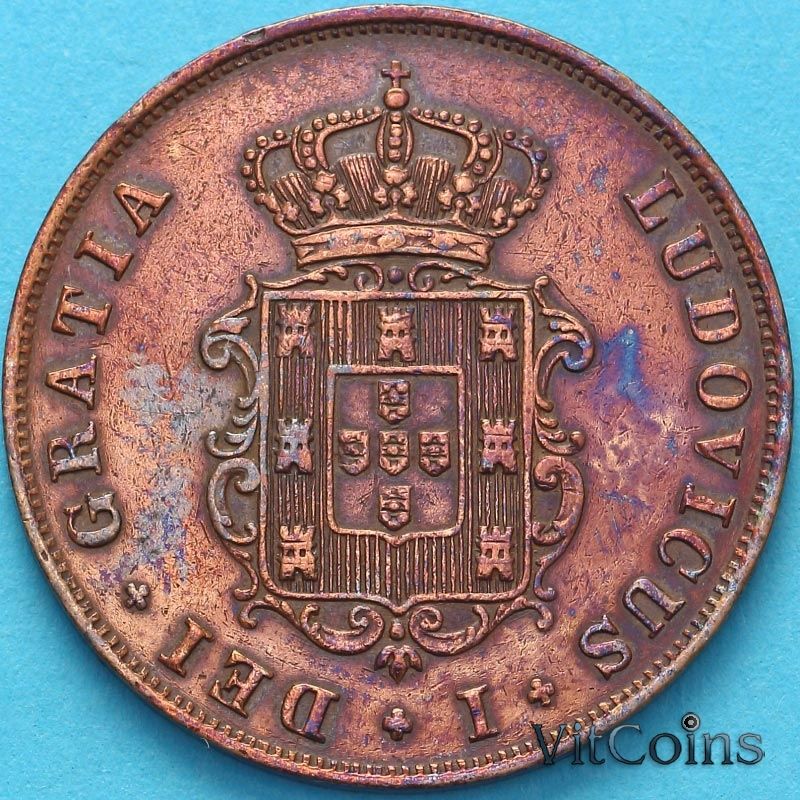 Монета Азорские острова, Португалия 3 реала 1868 год.