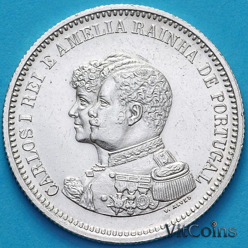 Монета Португалия 200 рейс 1898 год. 400 лет Открытию Индии. №2