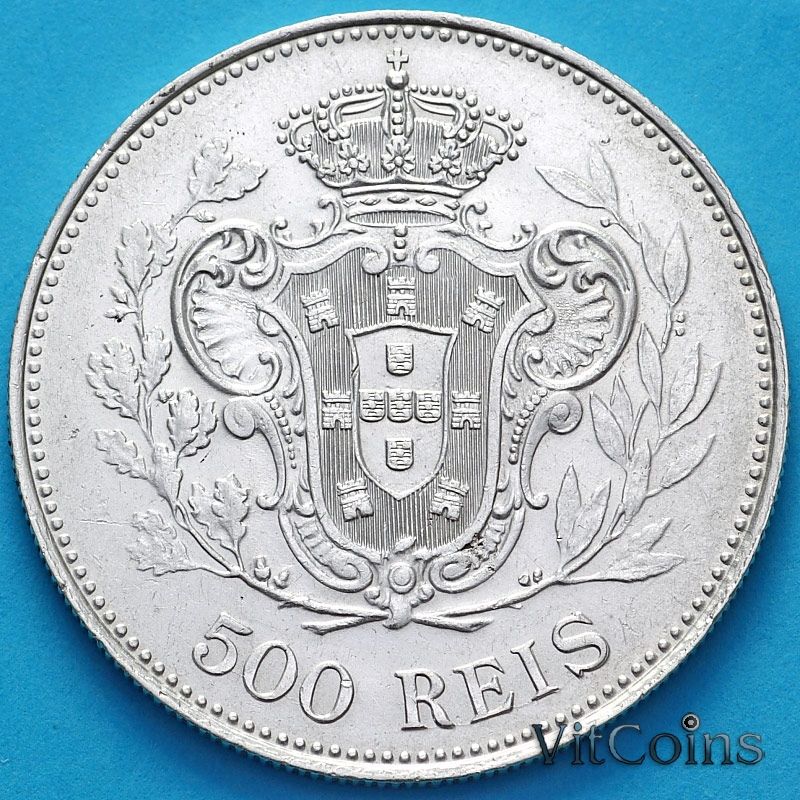 Монета Португалия 500 рейс 1908 год. 