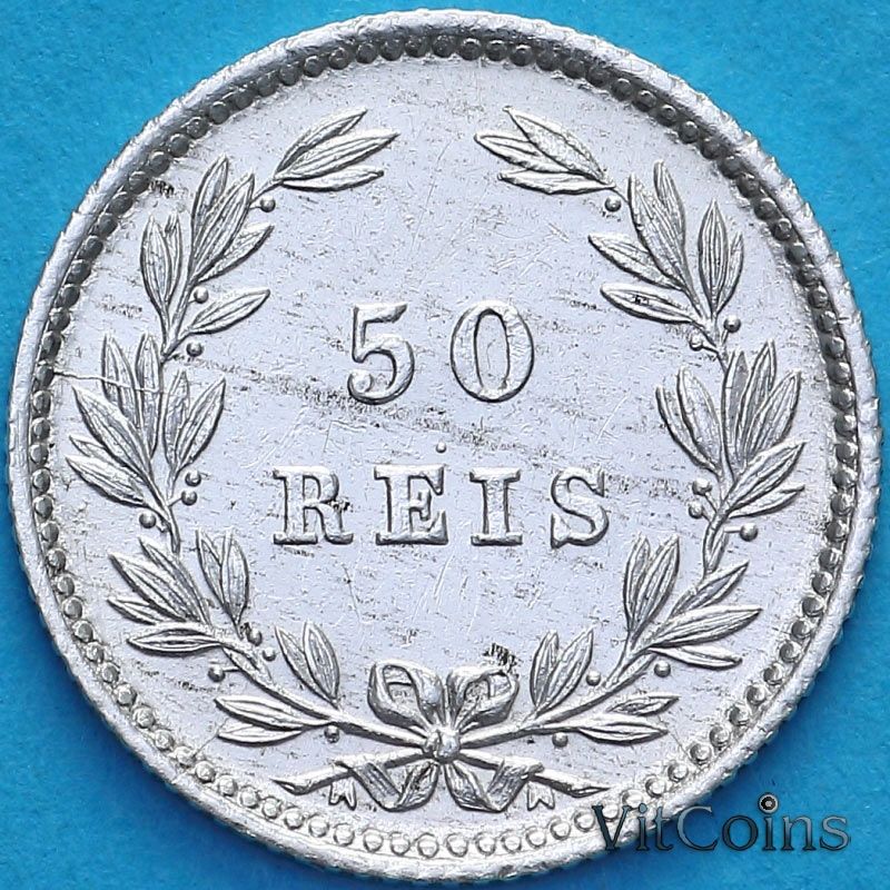 Монета Португалия 50 рейс 1889 год. №1