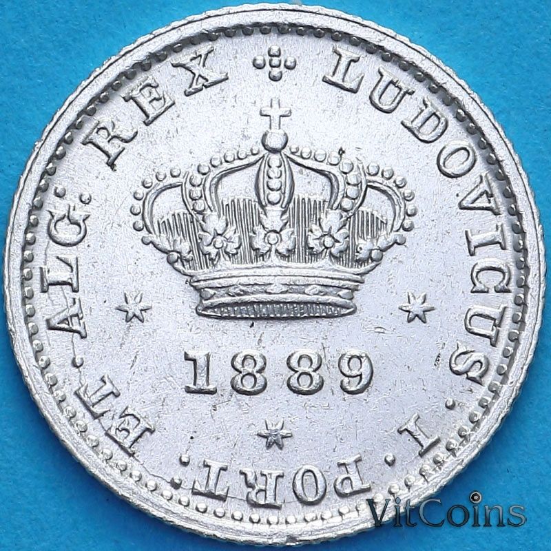 Монета Португалия 50 рейс 1889 год. №1