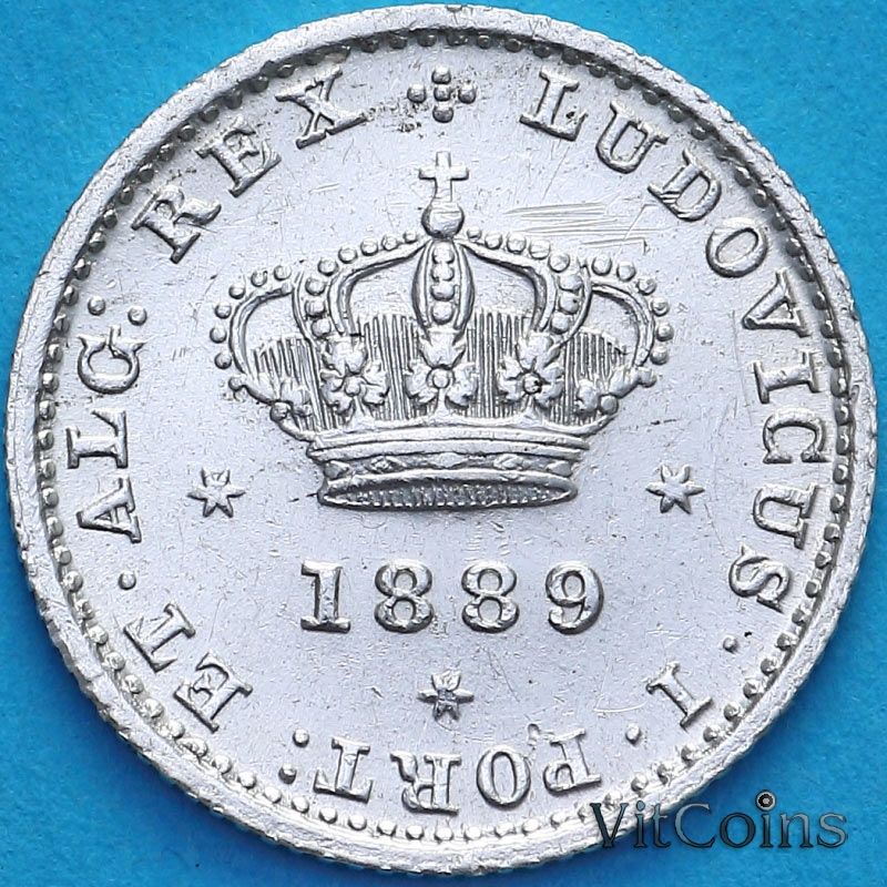 Монета Португалия 50 рейс 1889 год. №1
