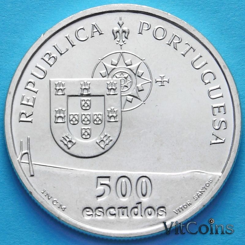 Монета Португалии 500 эскудо 1998 год. Мост Васко да Гама.