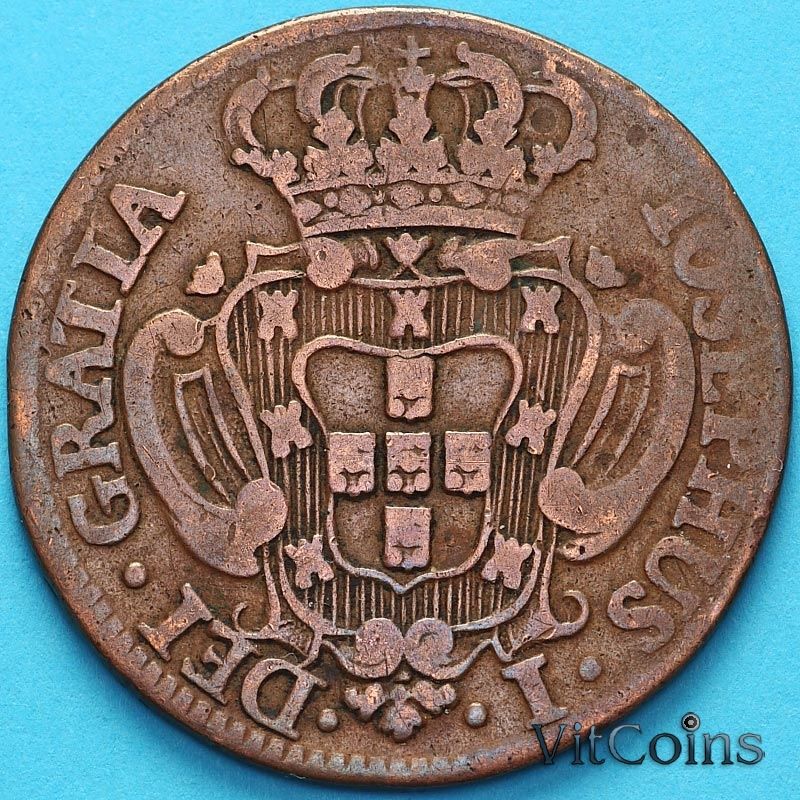 Монета Португалия 10 рейс 1754 год.
