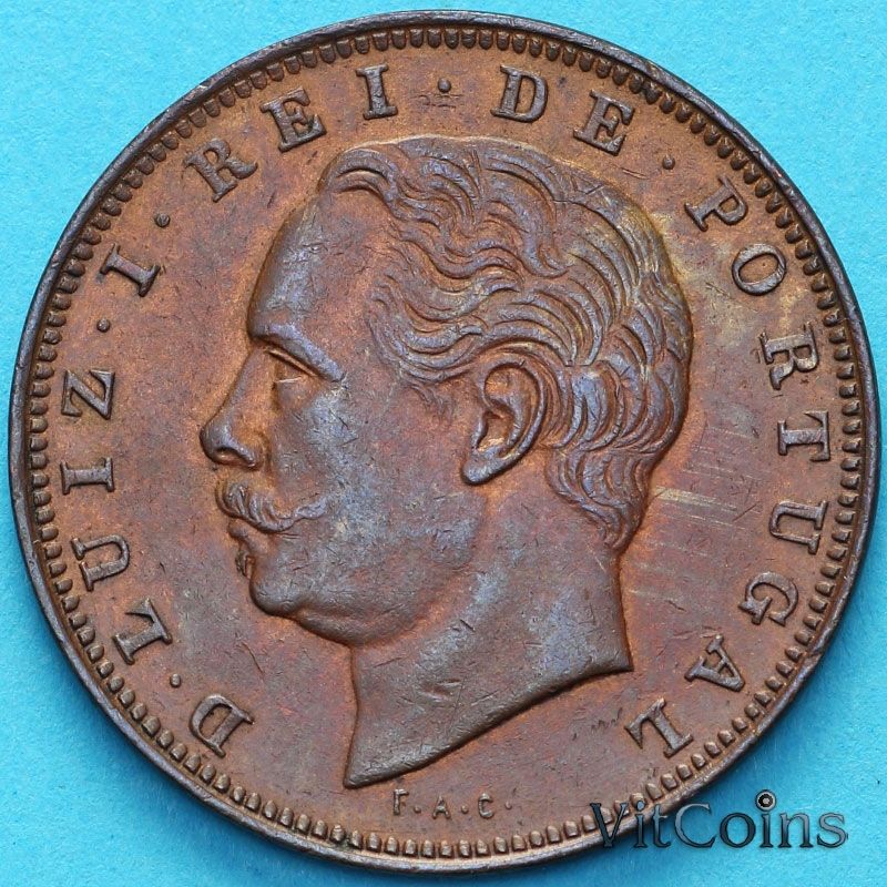 Монета Португалия 10 рейс 1882 год. Монета Португалия 10 рейс 1882 год.