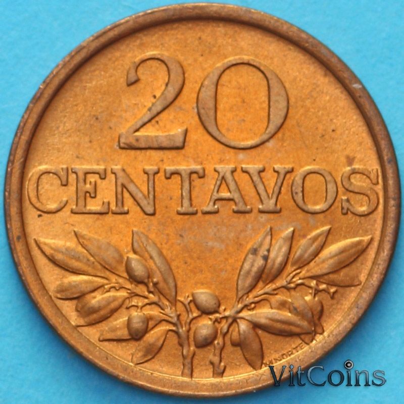 Монета Португалия 20 сентаво 1970 год.