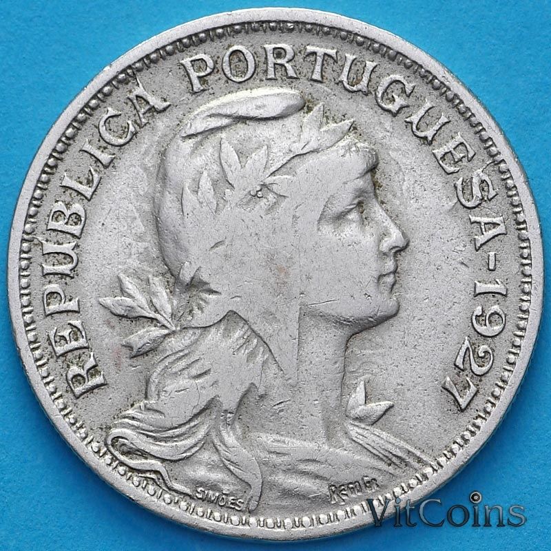 Монета Португалия 50 сентаво 1927 год.