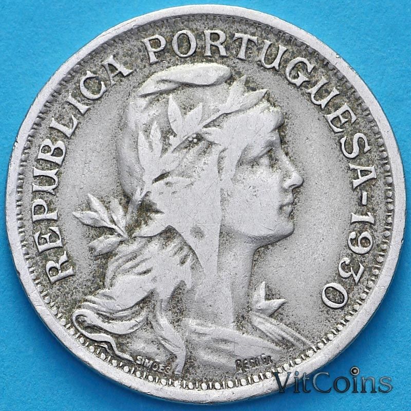 Монета Португалия 50 сентаво 1930 год.