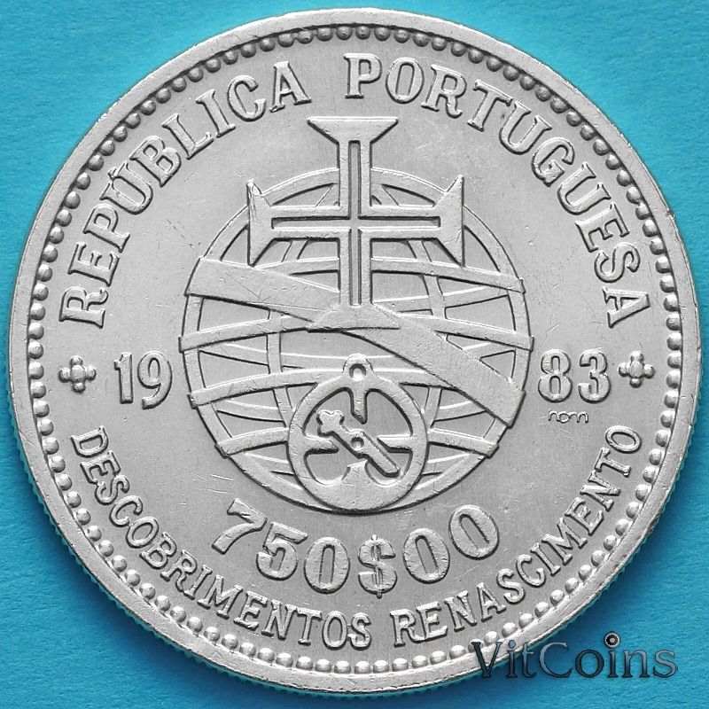Монета Португалии 750 эскудо 1983 год. Художественная выставка