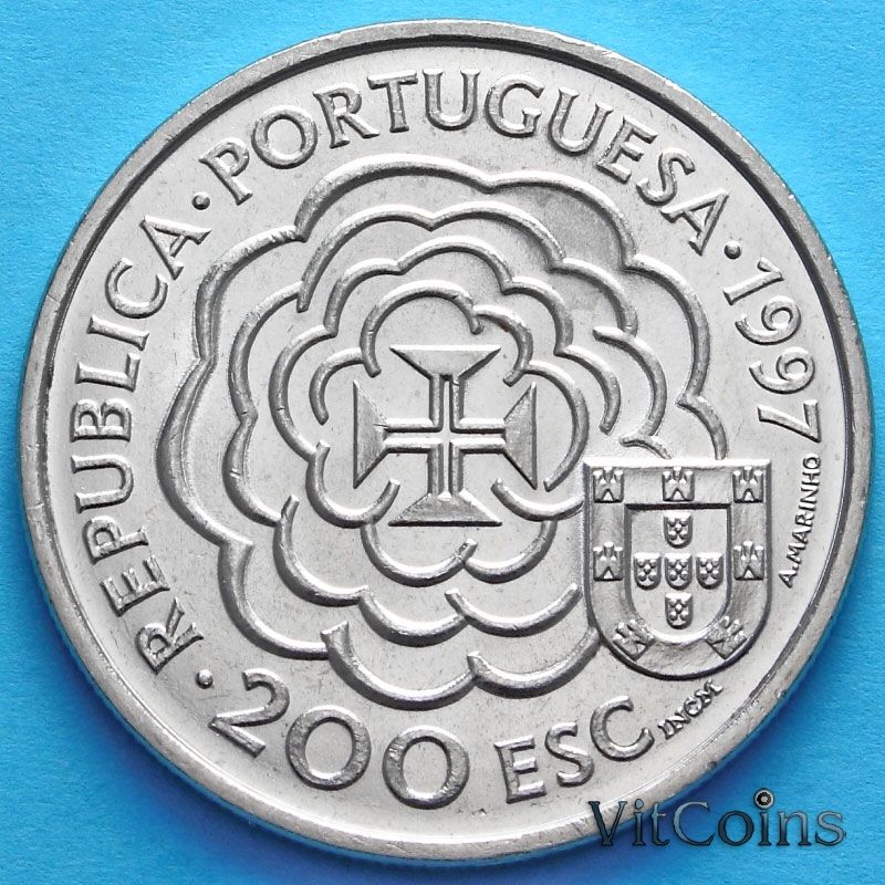 Монета Португалии 200 эскудо 1997 год. Путешествие в Китай