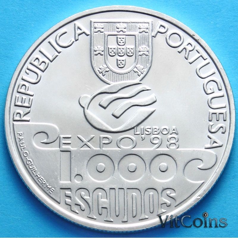 Монета Португалии 1000 эскудо 1999 год. Атлантика под парусом. Монета Португалии 1000 эскудо 1999 год. Атлантика под парусом.