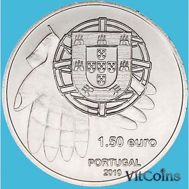 Монета Португалия 1 1/2 евро 2010 год. Борьба с голодом