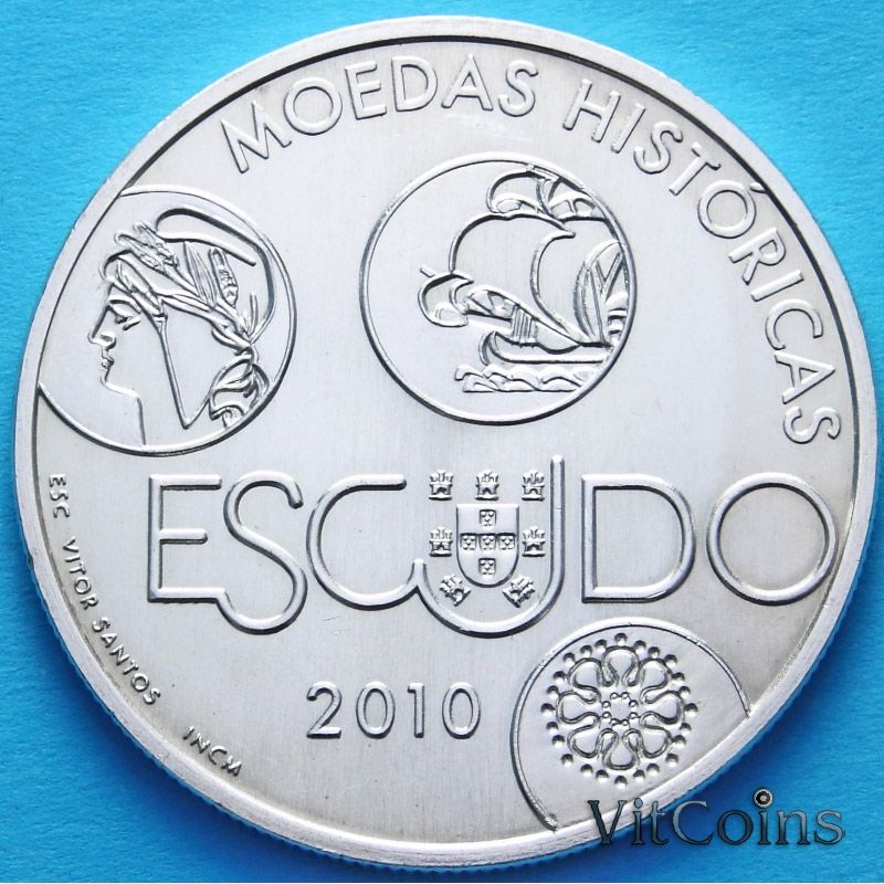 Монета 10 евро 2010 г. История эскудо. Серебро, Португалия