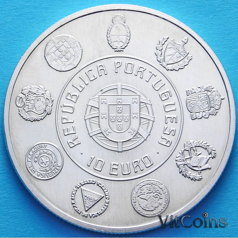 Монета 10 евро 2010 г. История эскудо. Серебро, Португалия