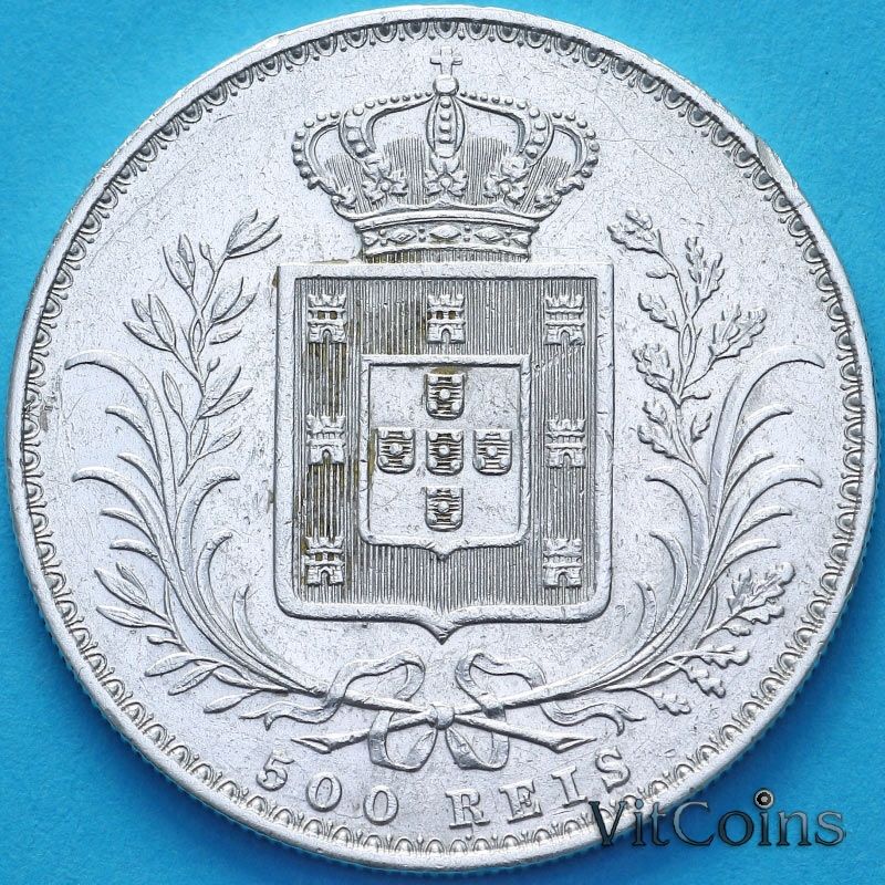 Монета Португалия 500 рейс 1886 год. Луиш I