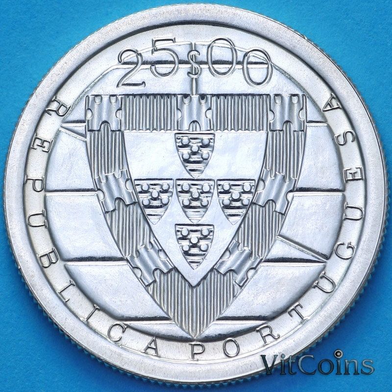 Монета Португалия 25 эскудо 1985 год. Битва при Алжубарроте. BU