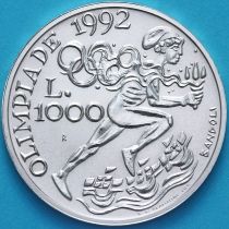 Сан Марино 1000 лир 1991 год. Олимпийские Игры, Барселона 1992. Серебро.