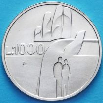 Сан Марино 1000 лир 1990 год. 1600 лет истории. Серебро.