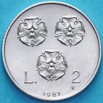 Сан Марино 2 лиры 1987 год. 15 лет возобновлению чеканки монет