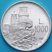 Монета Сан Марино 1000 лир 1988 год. Крепость Гуаита. Серебро.