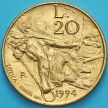 Монета Сан Марино 20 лир 1994 год. Перемещение каменной глыбы