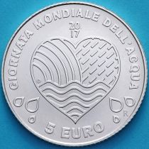 Сан Марино 5 евро 2017 год. Всемирный день водных ресурсов. Серебро