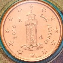 Сан Марино 1 евроцент 2016 год. BU