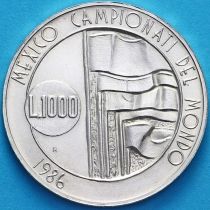 Сан Марино 1000 лир 1986 год. Чемпионат мира по футболу 1986. Серебро.