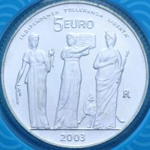 Сан Марино 5 евро 2003 год. Три грации