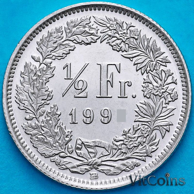 Монета Швейцария 1/2 франка 1995 год.